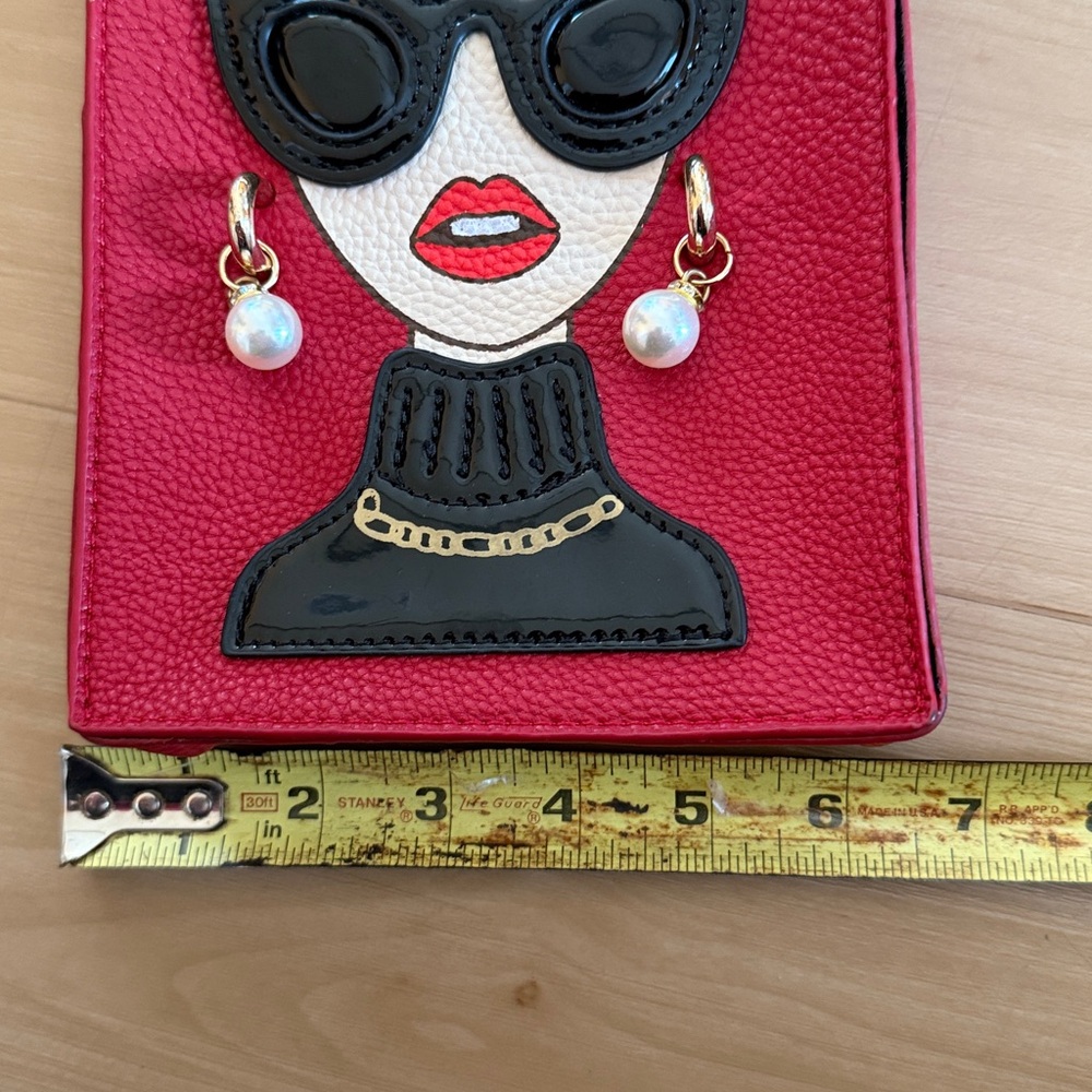 WOMEN FASHION NOVELTY LADY FACE SHOULDER HANDBAG/CLUTCH RETRO RED CHIC GLAM NWOT - Picture 5 of 12